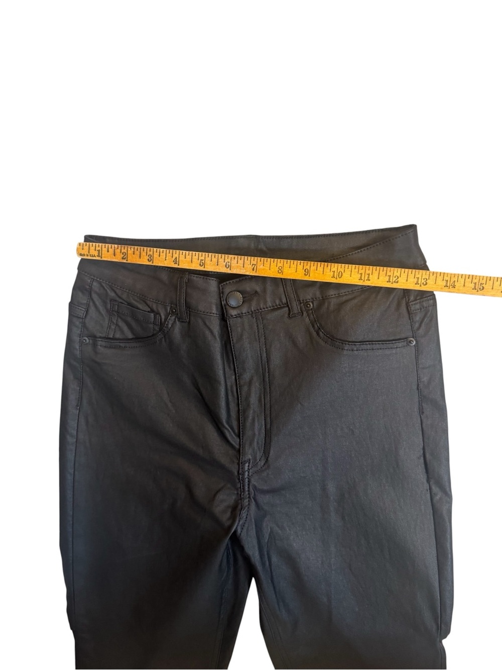 H&M Curvy Jeggings Size 8 Black Faux Leather High Rise Ankle - Picture 5 of 8